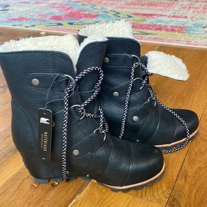 Sorel wedges with shearling cuff